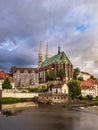 View over the river NeiÃÅ¸e to the church Peterskirche in Goerlitz, Germany Royalty Free Stock Photo